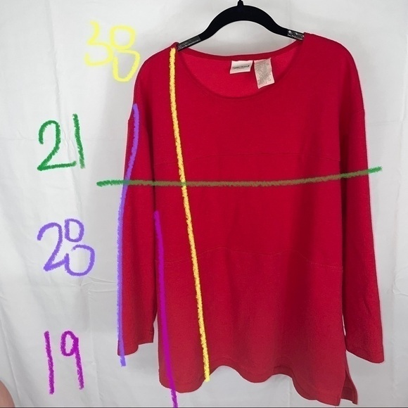 Bobbie Brooks Tunic Long Sleeve Crewneck Pullover High Low Hem 3 Tiered Shirt - Picture 9 of 9